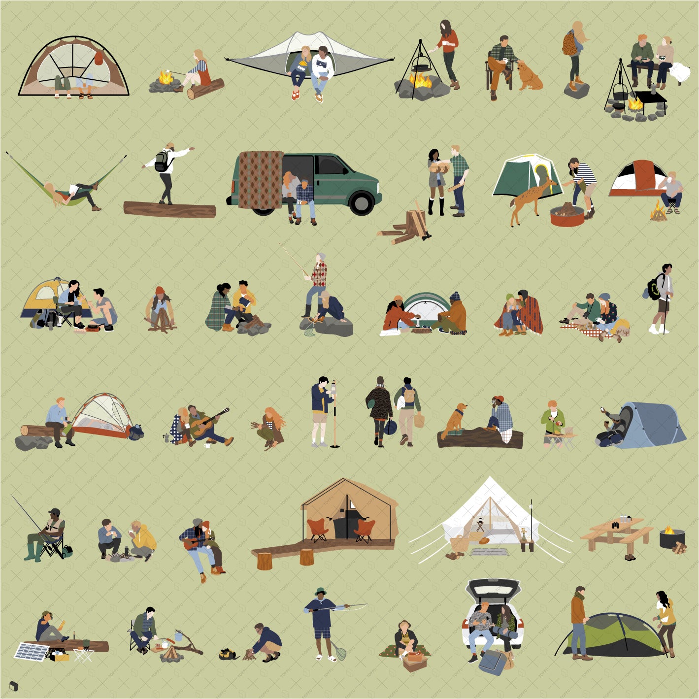 Flat Vector Camping - Toffu Co