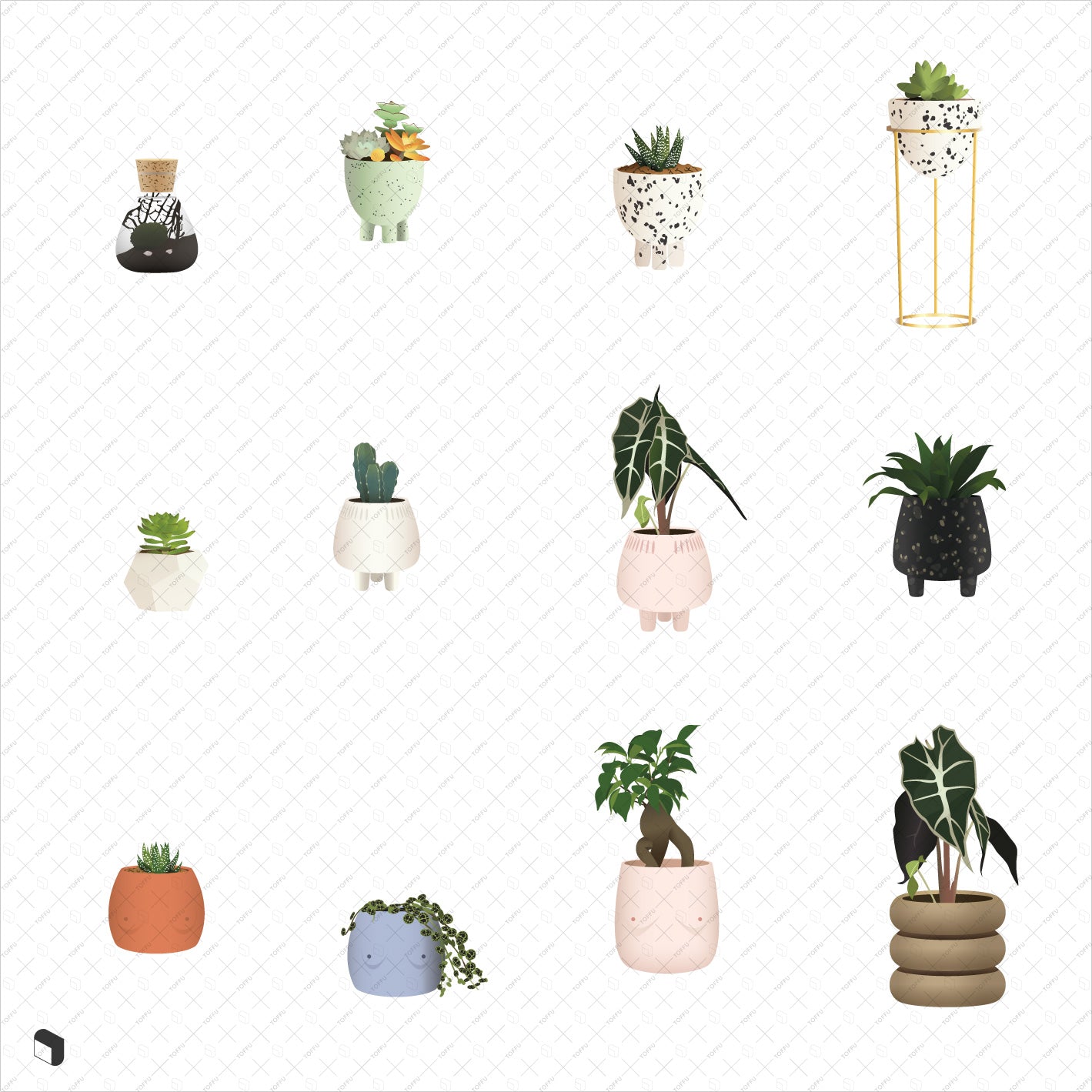 Flat Vector Interior Plants 7 - Toffu Co